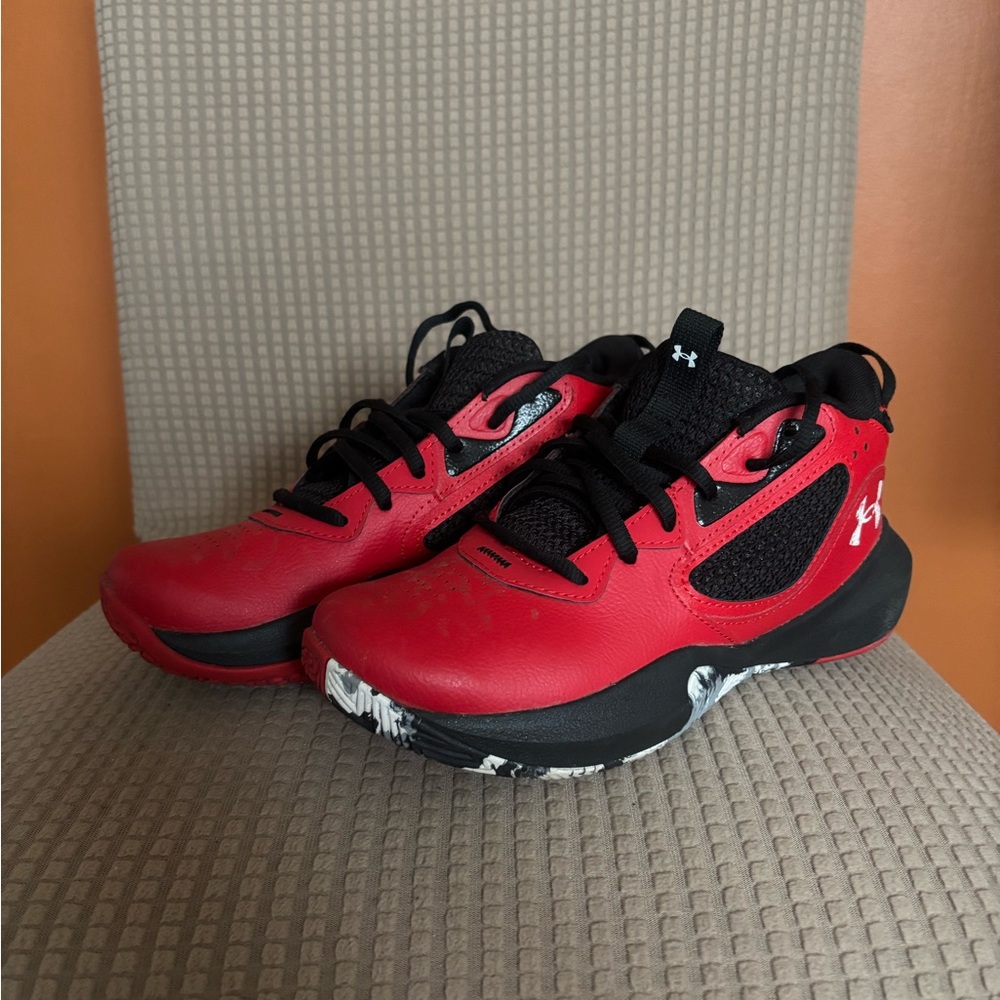 Under Armour Kids Red and Black High-Top Sneakers